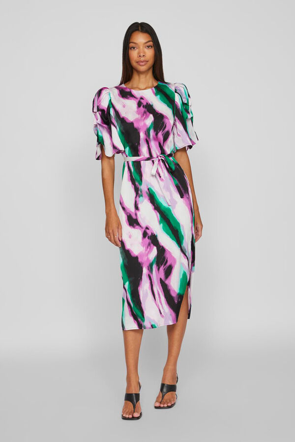 Vila Vestido midi con mangas fruncidas Verde