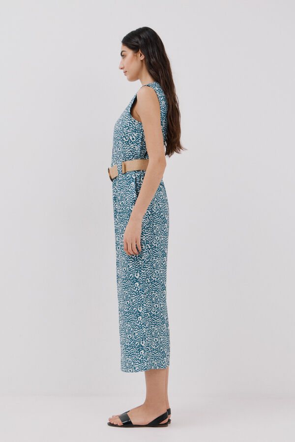 Cortefiel Mono con cinturón Estampado azul