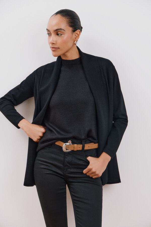 Cortefiel Chaqueta cuello chal Negro
