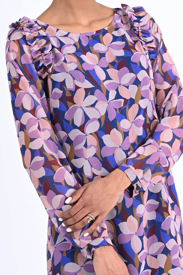 Molly Bracken Vestido curto de manga comprida com estampado Roxo