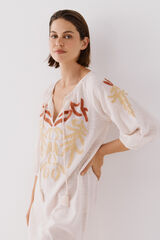 Cortefiel Caft&aacute;n largo bordado Blanco