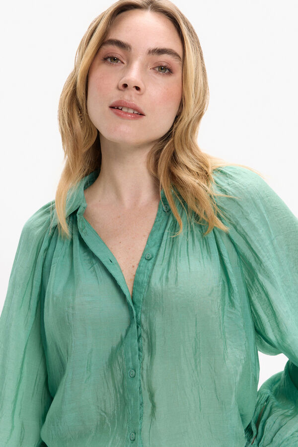 Vila Blusa manga larga abullonada Verde
