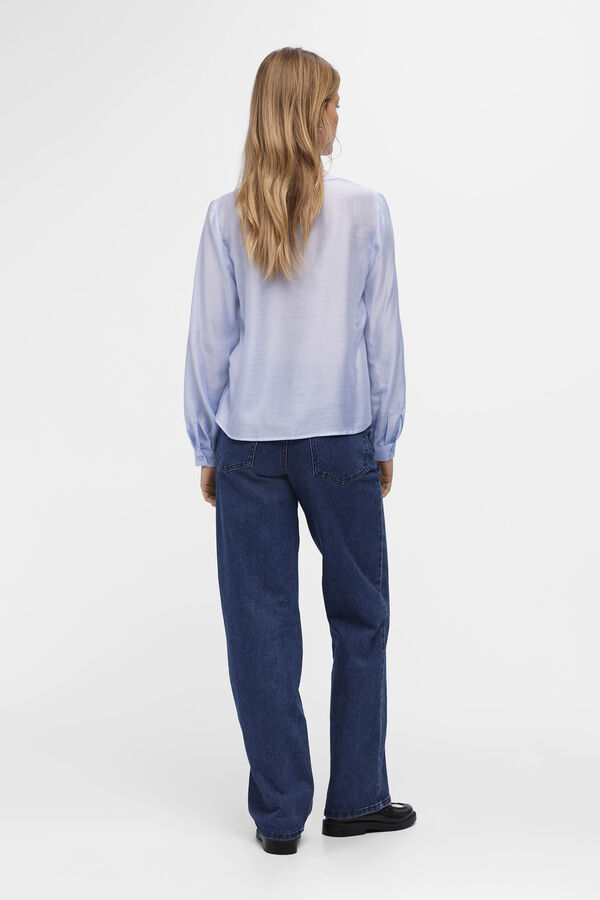 Object Blusa de manga larga y escote de pico Azul