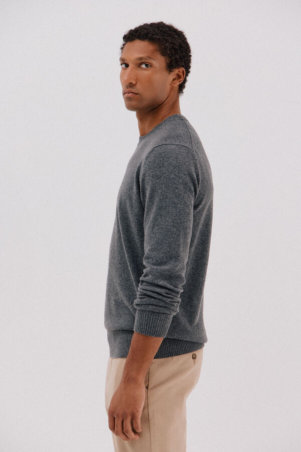 Cortefiel Jersey lana lambswool cuello redondo Gris