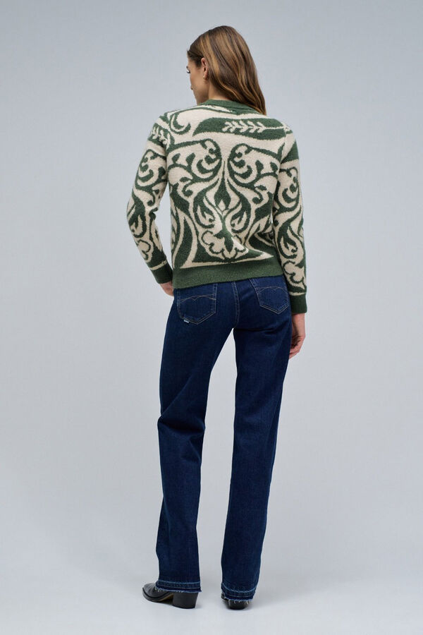 Salsa Jeans Jersey de lana con jacquard Verde