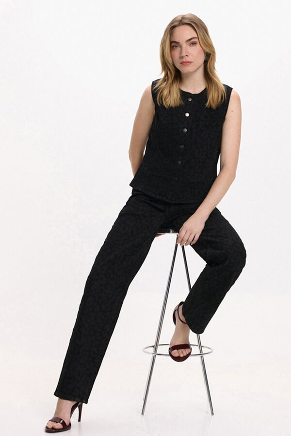 Vila Pantal&oacute;n vaquero animal print Negro