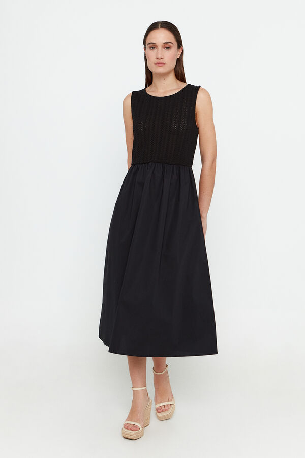Vero Moda Vestido midi con falda de volumen Negro