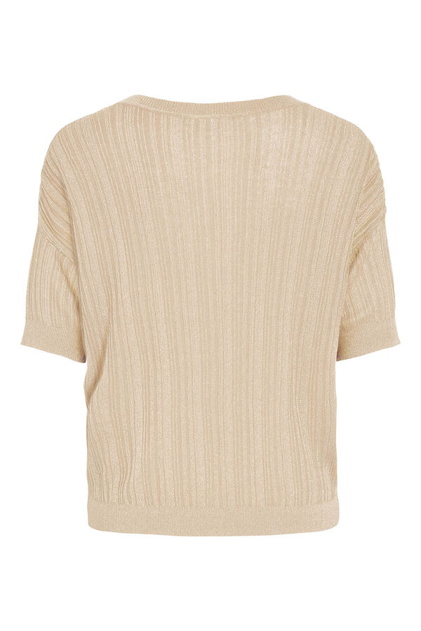 Vila Top de malha com lurex Castanho