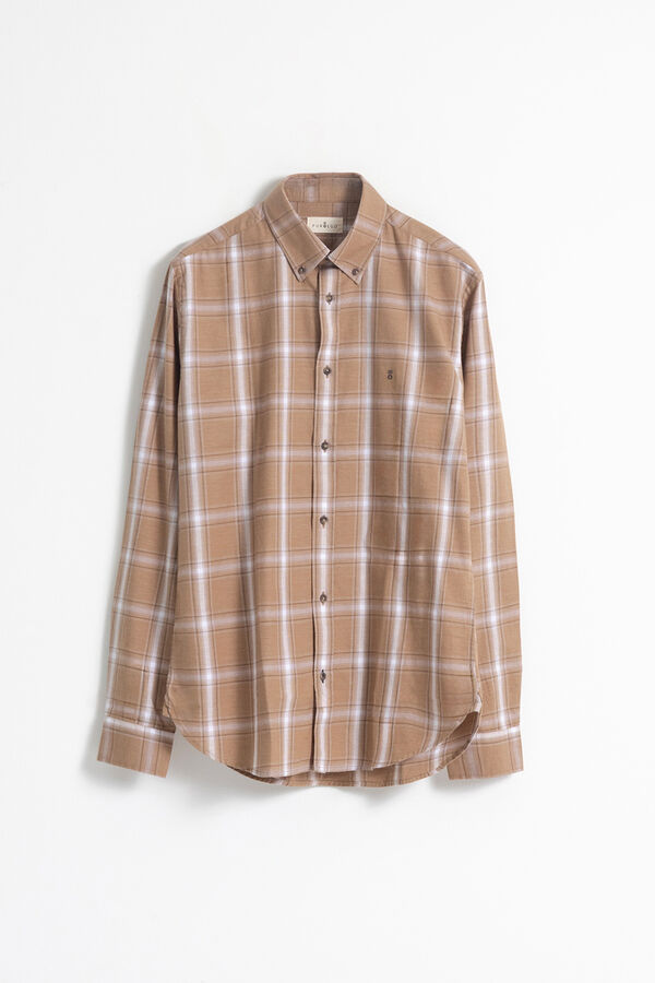 PuroEGO Camisa slim algod&oacute;n cuadro tart&aacute;n Marr&oacute;n