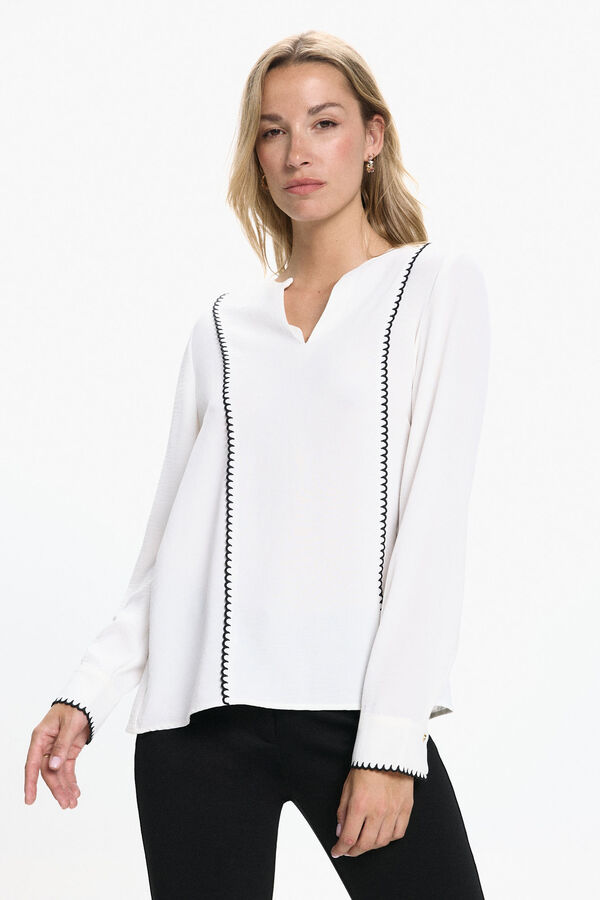 Vero Moda Camisa manga larga con calados Blanco