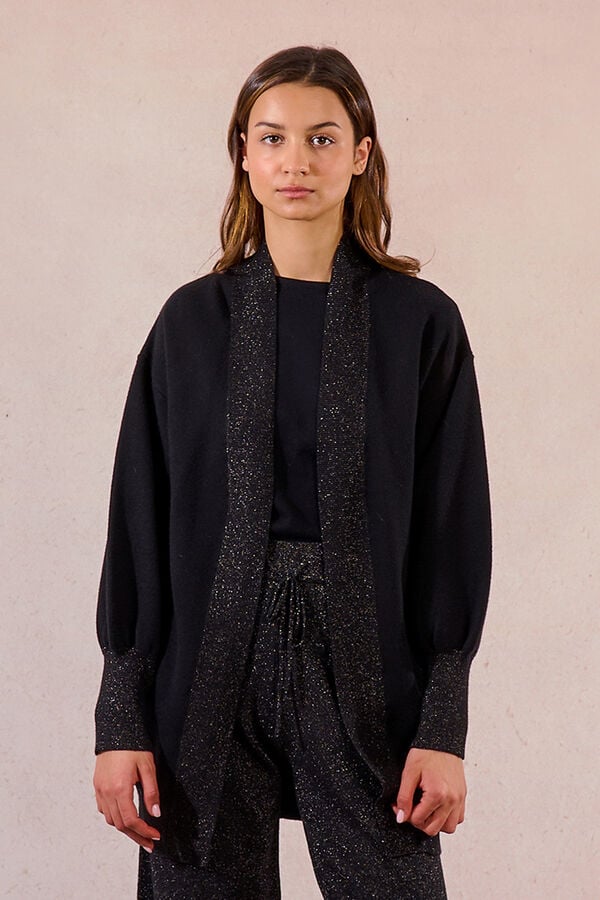 Molly Bracken C&aacute;rdigan de manga larga abullonada Negro