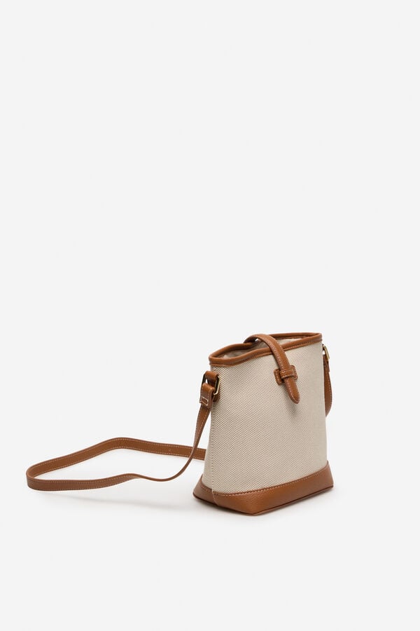 Cortefiel Bolsa tiracolo bucket de lona Castanho