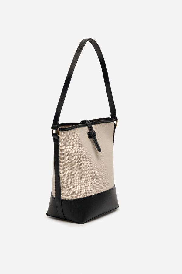 Cortefiel Bolsa maxi bucket de lona Preto