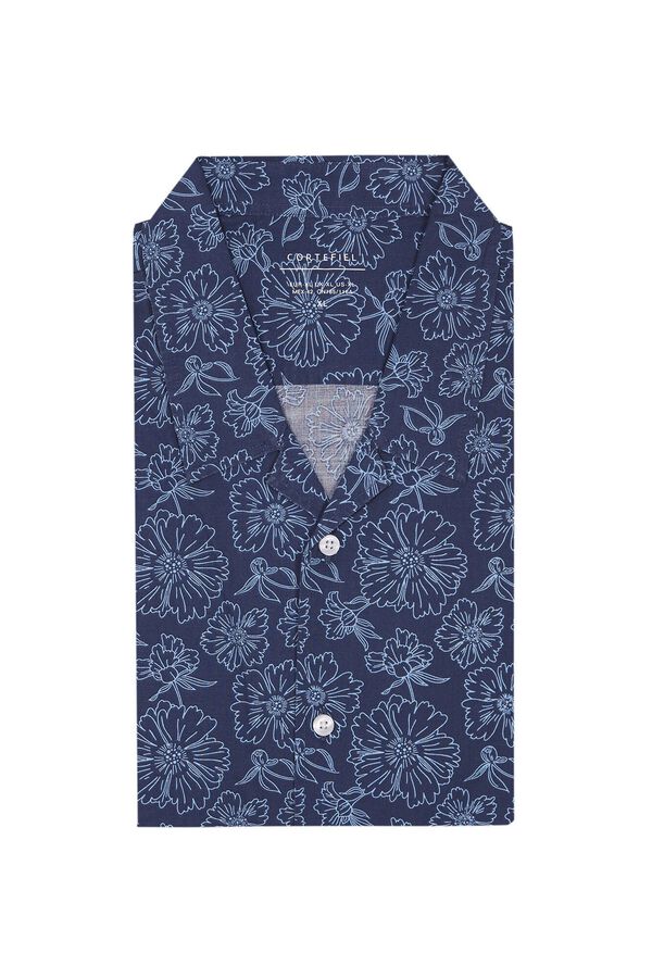 Cortefiel Camisa estampada tecido flam&eacute; Azul