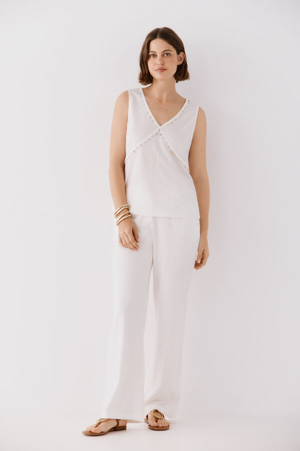 Cortefiel Top pedrer&iacute;a Blanco