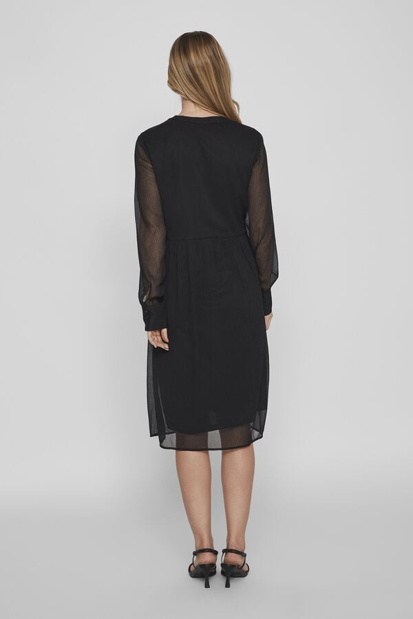 Vila Vestido gasa de manga larga Negro