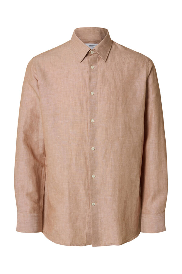 Selected Camisa de lino Regular Fit Marrón