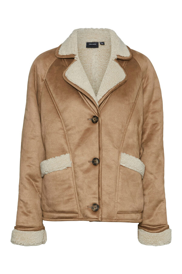 Vero Moda Casaco efeito camur&ccedil;a  Castanho