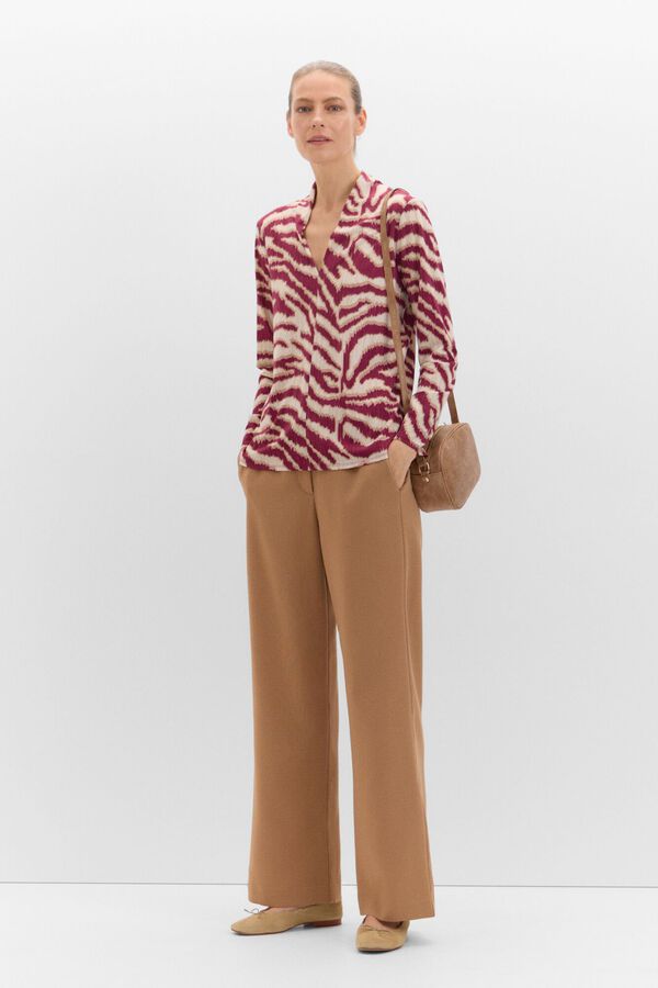 Cortefiel Camisola pesco&ccedil;o pico franzido Multicolorido