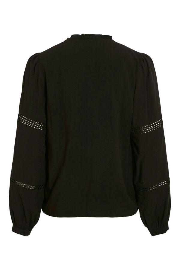 Vila Blusa manga larga calada Negro