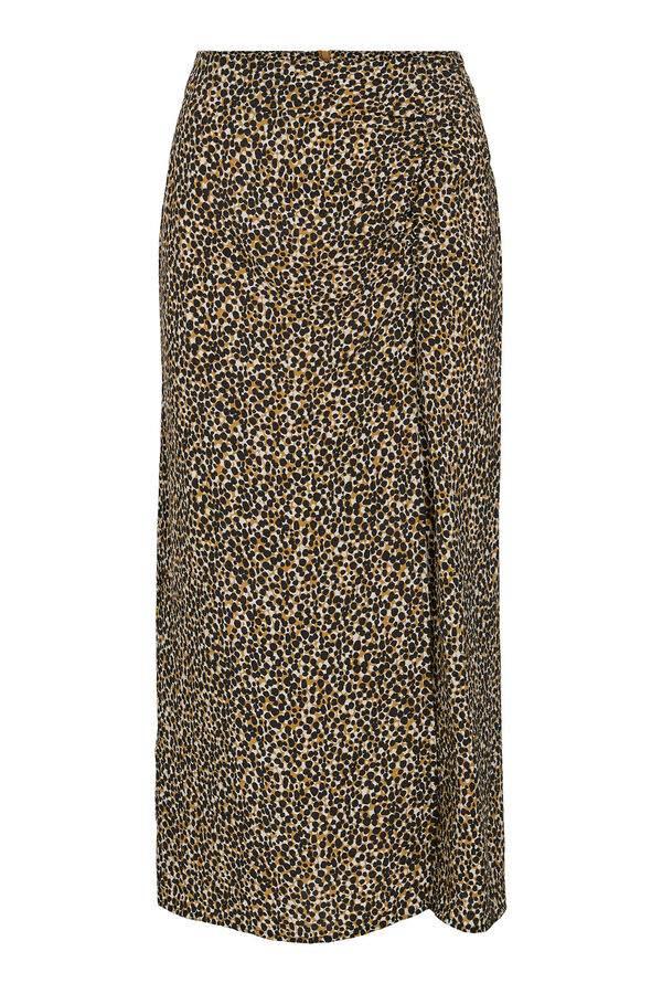 Vila Falda midi estampado leopardo Marrón