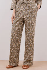 Cortefiel Pantal&oacute;n lino estampado Estampado verde