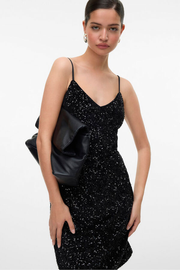 Vero Moda Vestido de tirantes con lentejuelas Negro
