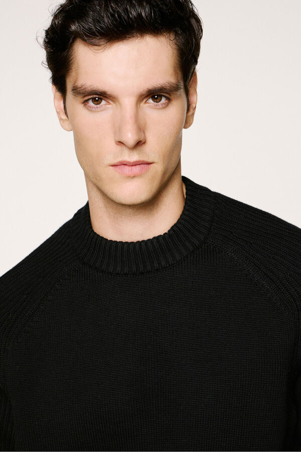 Selected Jersey cuello mock 100% algod&oacute;n org&aacute;nico. Negro