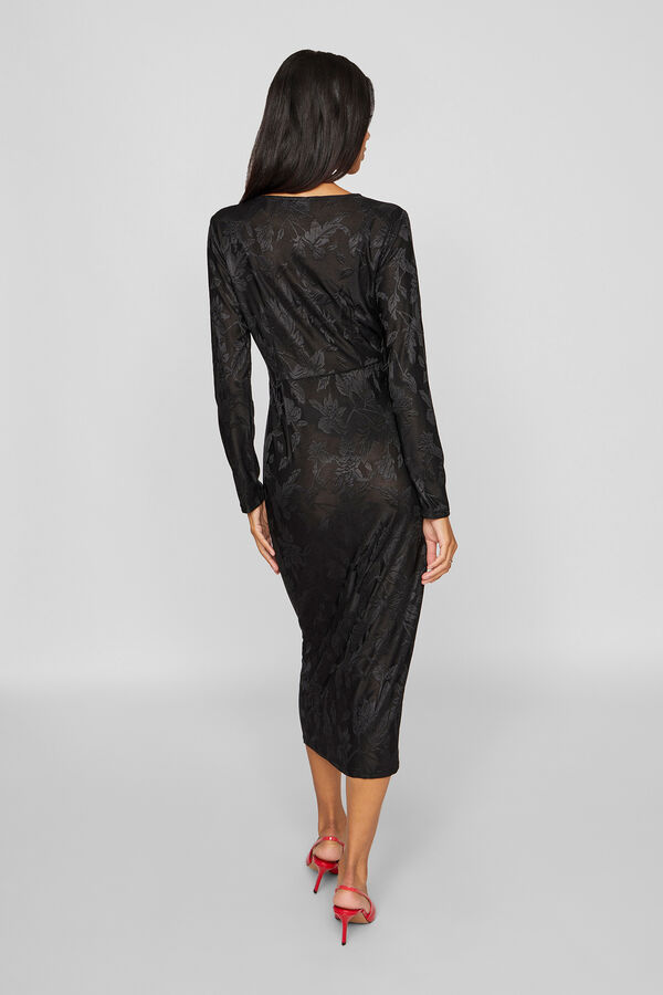 Vila Vestido midi jacquard Negro