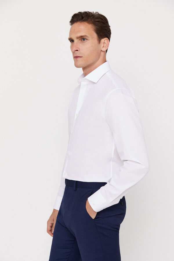 Cortefiel camisa elegante estruturada slim fit fácil de engomar Branco