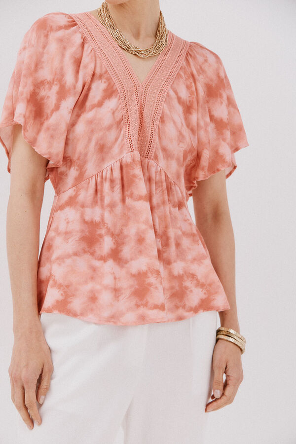 Cortefiel Blusa escote pico Multicolor