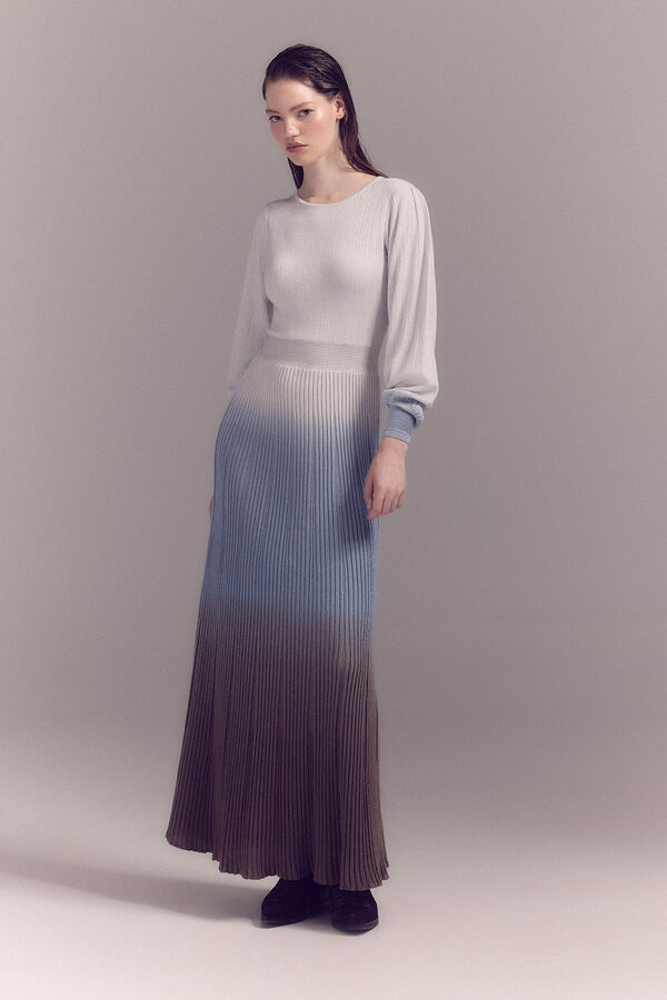 Slowlove Vestido lurex plisado Marfil
