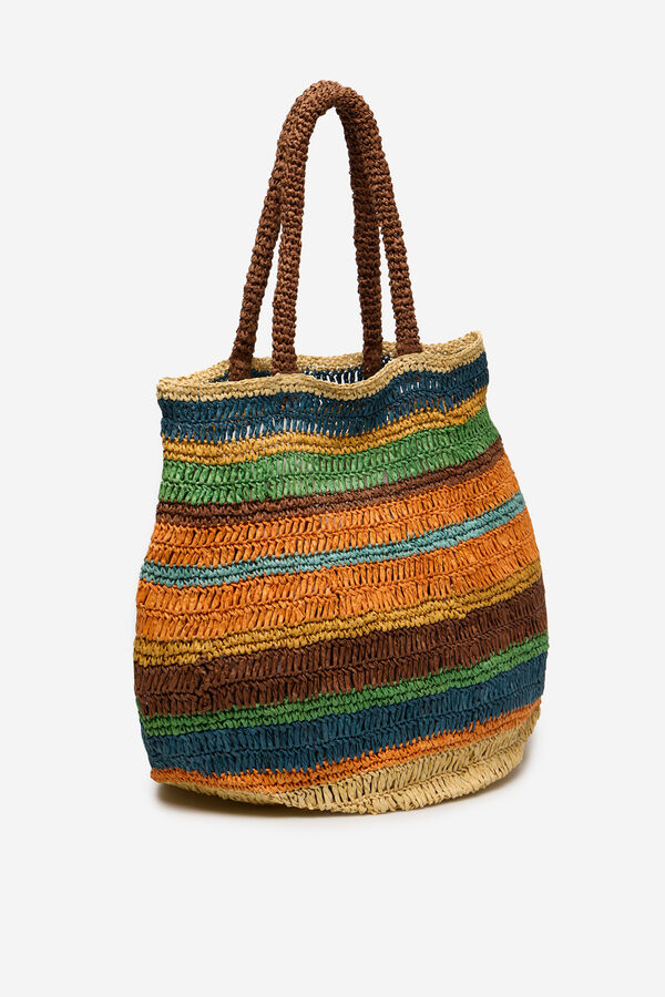 Cortefiel Bolsa tran&ccedil;ada de r&aacute;fia riscas Multicolorido