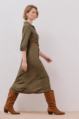 Cortefiel Vestido camiseiro cinto Verde