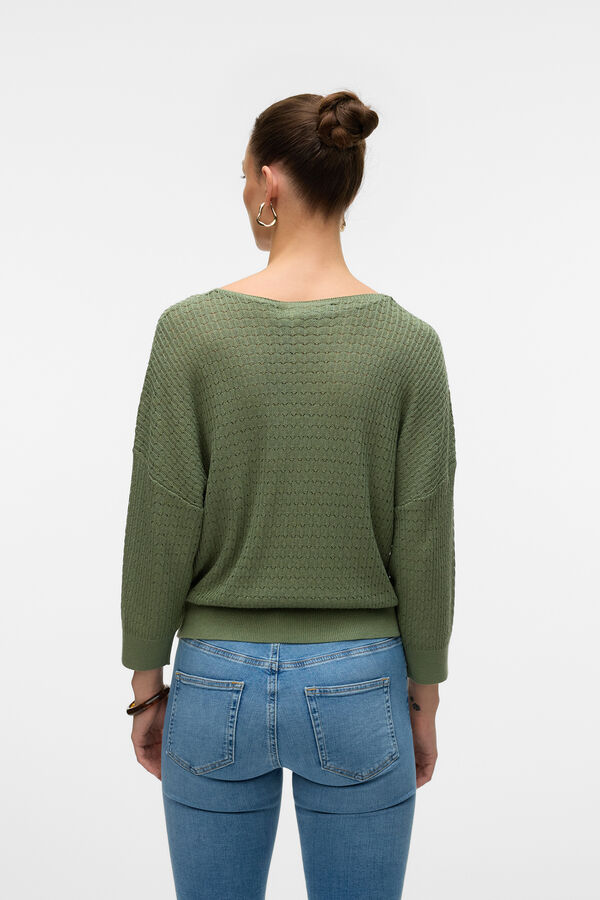 Vero Moda Jersey de punto fino con estructura Verde oscuro