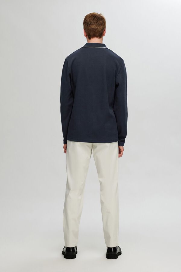 Selected Polo de manga larga confeccionado 100% con algodón orgánico. Azul marino