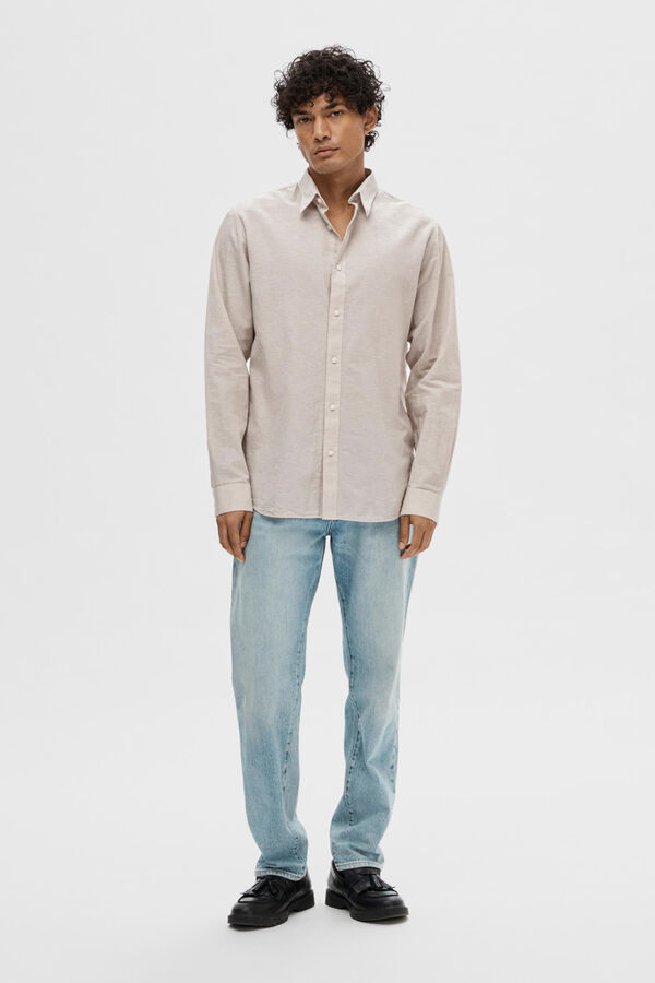 Selected Camisa de lino Slim Fit Beige