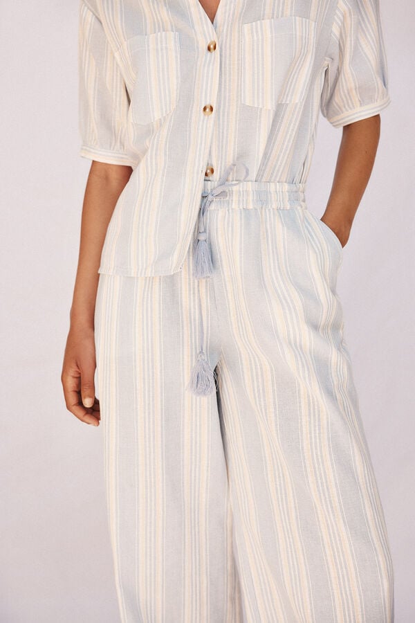 Cortefiel Cal&ccedil;as listradas femininas Azul