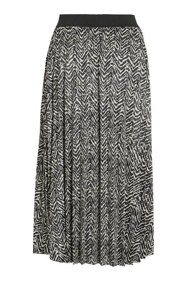 Vila Falda midi plisada estampada Estampado gris