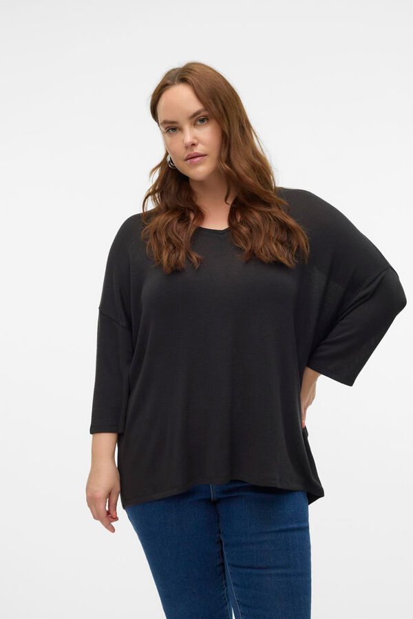Vero Moda Curve Jersey de cuello pico talla grande Negro
