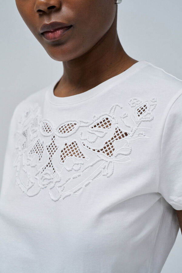 Salsa Jeans Camiseta bordado en el pecho Estampado blanco