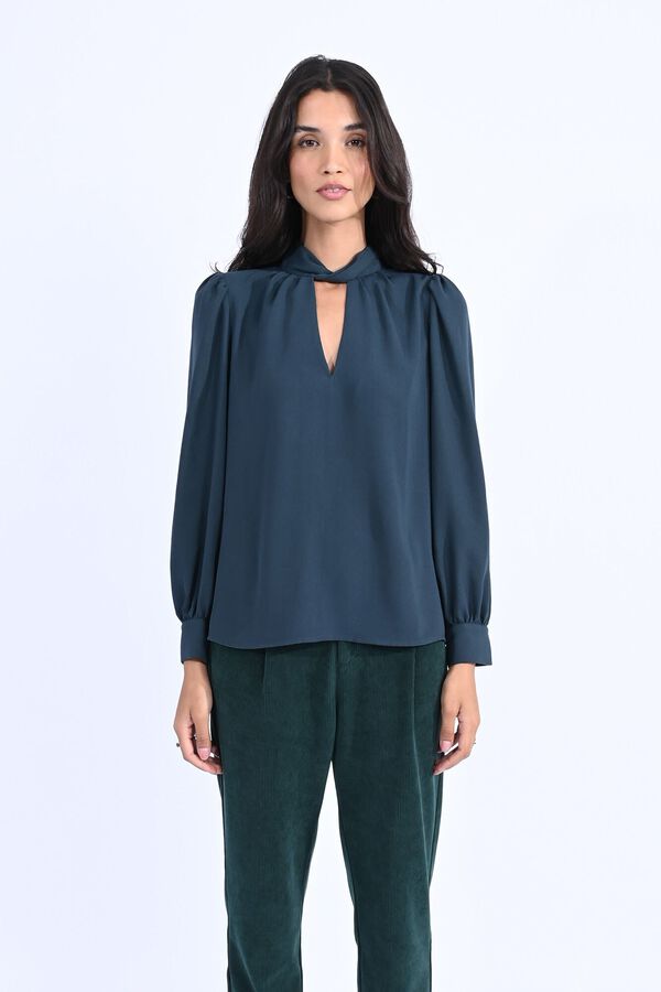 Molly Bracken Blusa de manga comprida com la&ccedil;ada Azul