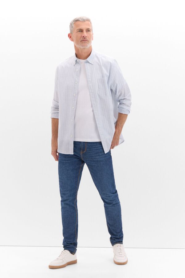 Cortefiel Camisa flamé rayas Azul