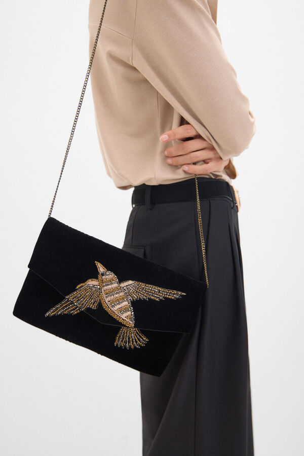 Cortefiel Bolso mano p&aacute;jaro Negro