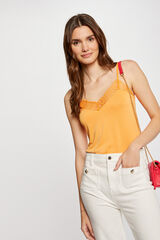 Morgan Top tirantes finos con encaje Naranja