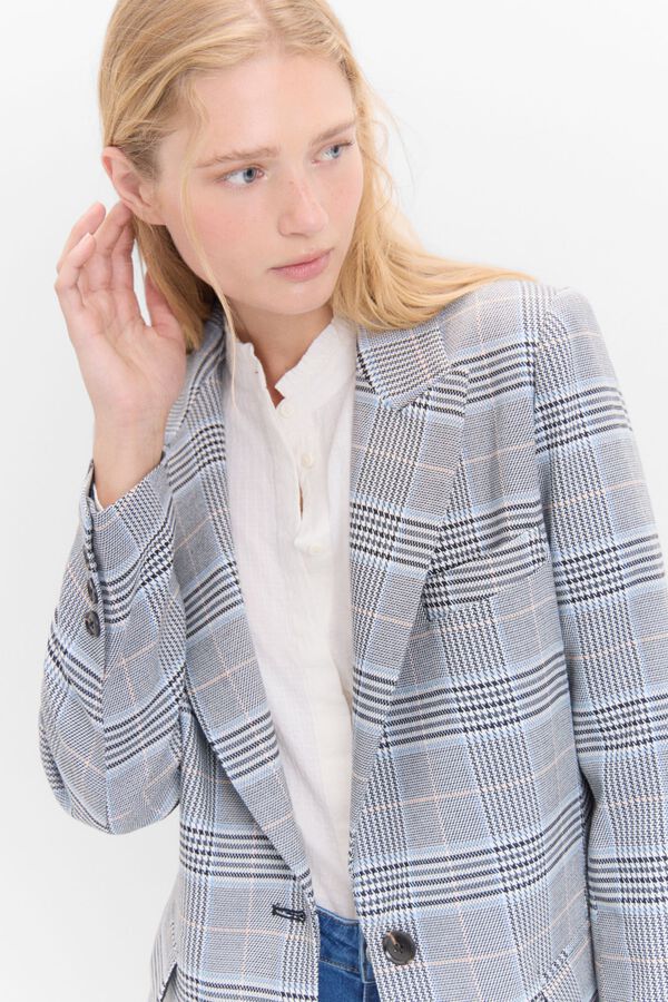 Cortefiel Blazer cuadros Estampado azul