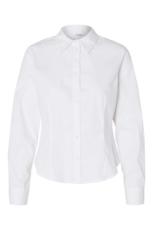 Selected Femme Camisa de manga larga Slim Fit confeccionada con algod&oacute;n org&aacute;nico. Blanco