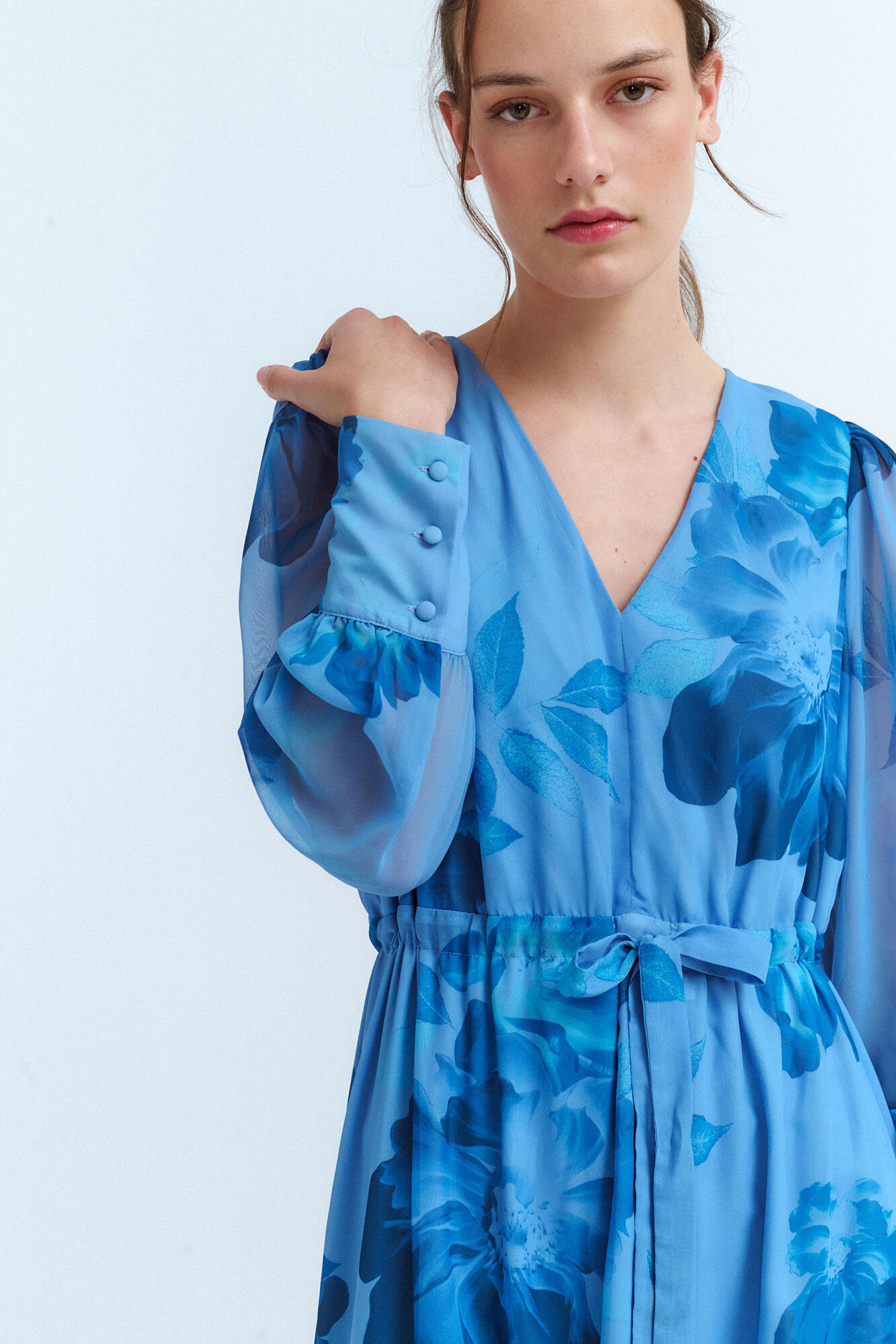 Vila Vestido midi de manga comprida