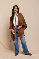 Slowlove Poncho capa efecto piel Beige