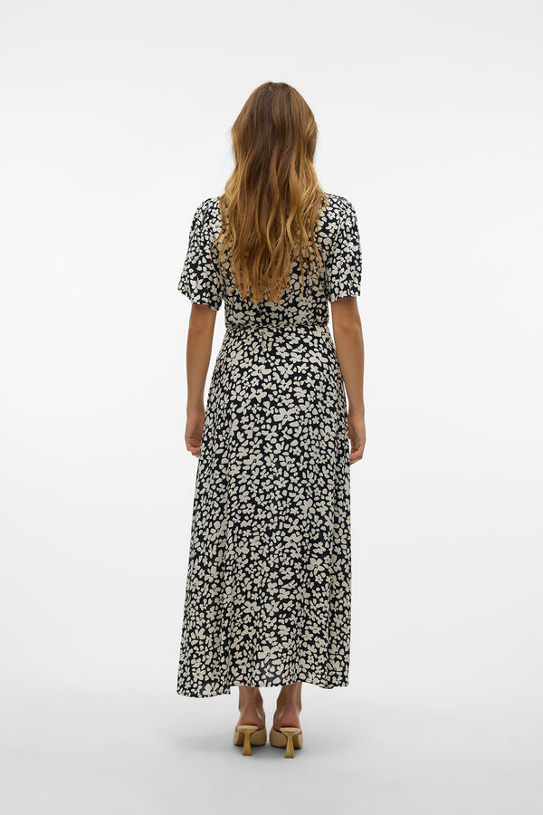 Vero Moda Vestido comprido de manga curta Preto